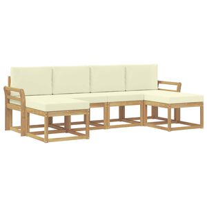 vidaXL Buiten bankenset 6 st Wit en cr&egrave;mekleurig Polyester