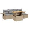 vidaXL 6-delige Loungeset met kussens poly rattan beige