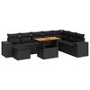 vidaXL 9-delige Loungeset met kussens poly rattan acacia zwart