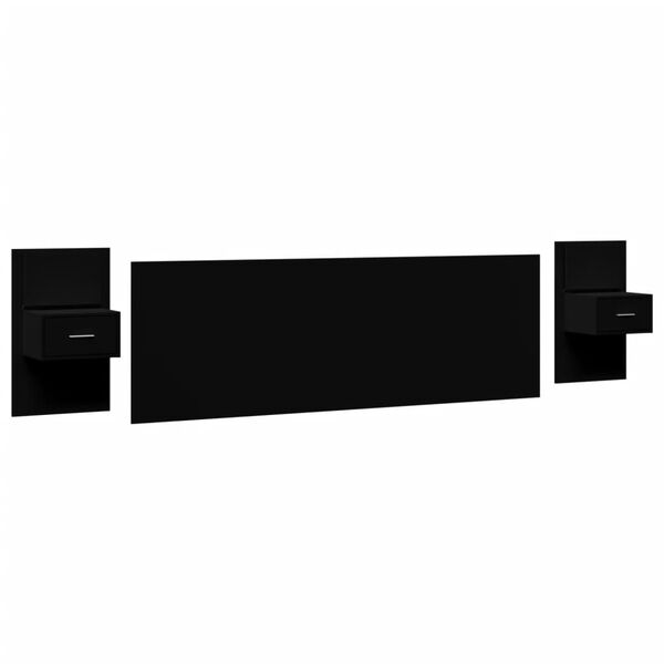 vidaXL Hoofdbord met kastjes 240 cm bewerkt hout zwart