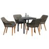 vidaXL Tuin eettafelset met kussen 5 pcs Grijs poly rattan