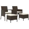 vidaXL Tuinbank 2-zits met tafel en voetenbanken poly rattan bruin