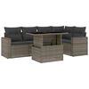 vidaXL 6-delige Loungeset met kussens poly rattan grijs