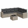 vidaXL 7-delige Loungeset met kussens poly rattan lichtgrijs