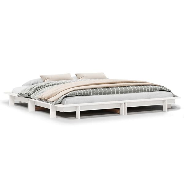 vidaXL Bedframe zonder matras massief grenenhout wit 200x200 cm