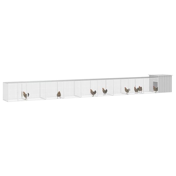 vidaXL Kippenhok 1000x91x100 cm gegalvaniseerd staal grijs