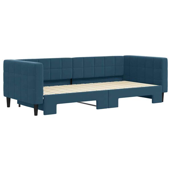 vidaXL Slaapbank met onderschuifbed 90x200 cm fluweel blauw