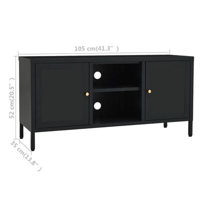 vidaXL Tv-meubel 105x35x52 cm staal en glas zwart