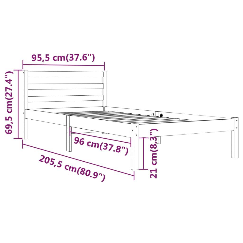 vidaXL Bedframe massief grenenhout wit 90x200 cm