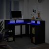vidaXL Bureau met LED-verlichting 130x130x91 cm bewerkt hout zwart