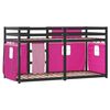 vidaXL Stapelbed met gordijnen 90x200 cm grenenhout roze
