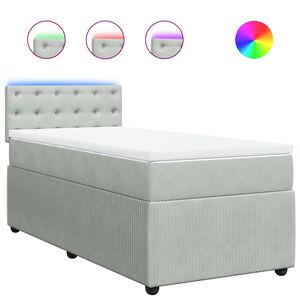 vidaXL Boxspring met matras fluweel lichtgrijs 80x200 cm