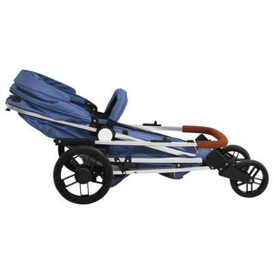 vidaXL Kinderwagen 2-in-1 aluminium marineblauw