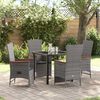 vidaXL Tuin eettafelset met kussen 5 pcs Grijs poly rattan