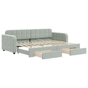 vidaXL Slaapbank onderschuifbed en lades 80x200 cm fluweel lichtgrijs