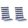 vidaXL Buiten Kussen 2 st Stof Blauw en Wit 120 x 50 x 7 cm