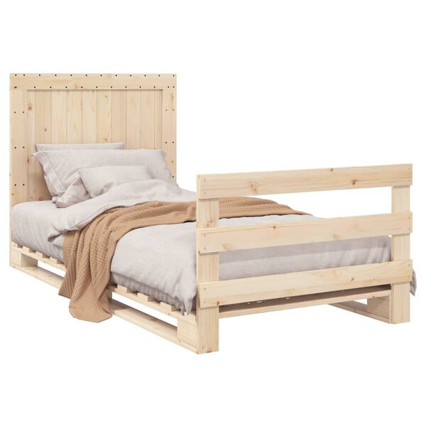 vidaXL Bedframe met hoofdbord massief grenenhout 100x200 cm