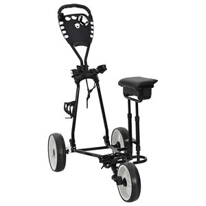 vidaXL Golf trolley met zitplaats Zwart en Wit IJzer Opvouwbaar
