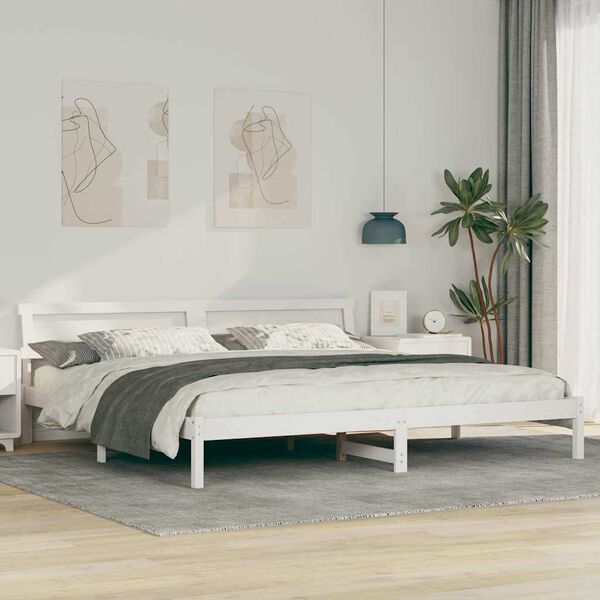 vidaXL Bedframe met hoofdeinde Wit 180 x 200 cm Massief grenenhout