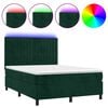 vidaXL Boxspring met matras en LED fluweel donkergroen 140x190 cm