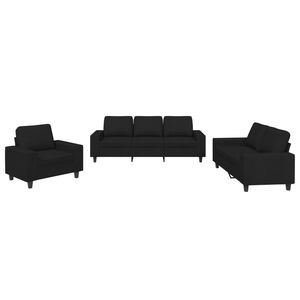 vidaXL 3-delige Loungeset stof zwart