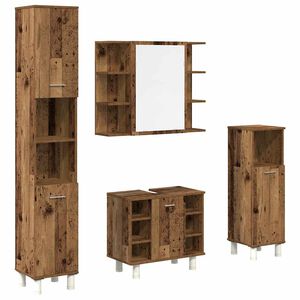 vidaXL 4-delige Badkamermeubelset bewerkt hout oud houtkleurig