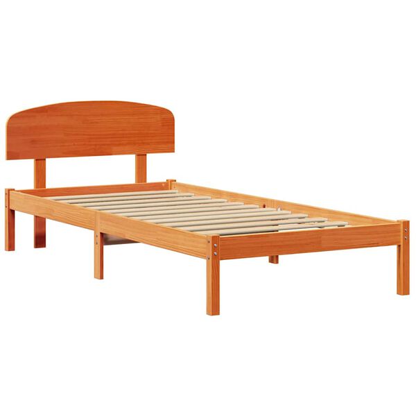 vidaXL Bedframe met hoofdeinde Wasbruin 80 x 200 cm Massief grenenhout