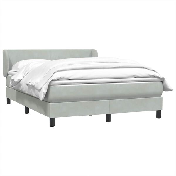 vidaXL Boxspring met matras fluweel lichtgrijs 140x220 cm