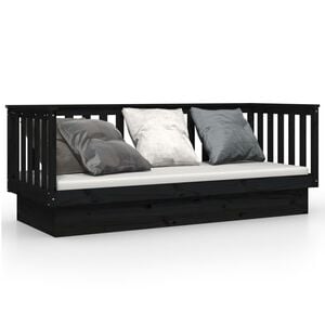 vidaXL Slaapbank 75x190 cm massief grenenhout zwart