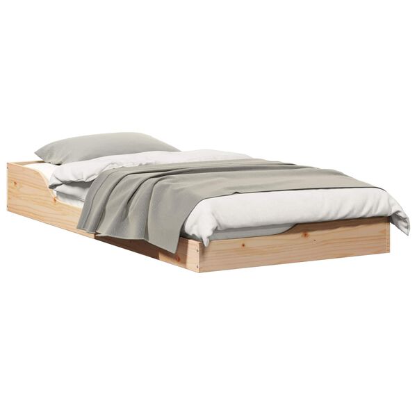 vidaXL Bedframe Bruin 75 x 190 cm Massief grenenhout