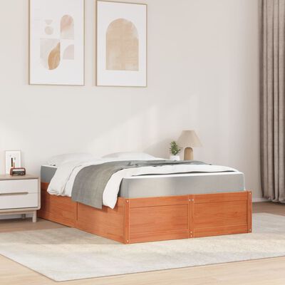 vidaXL Bed met matras massief grenenhout wasbruin 140x190 cm