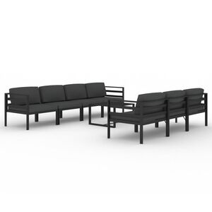 vidaXL 8-delige Loungeset met kussens aluminium antracietkleurig