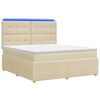 vidaXL LED Boxspring Bed met Matras Cr&egrave;mekleurig 140 x 200 cm Stof