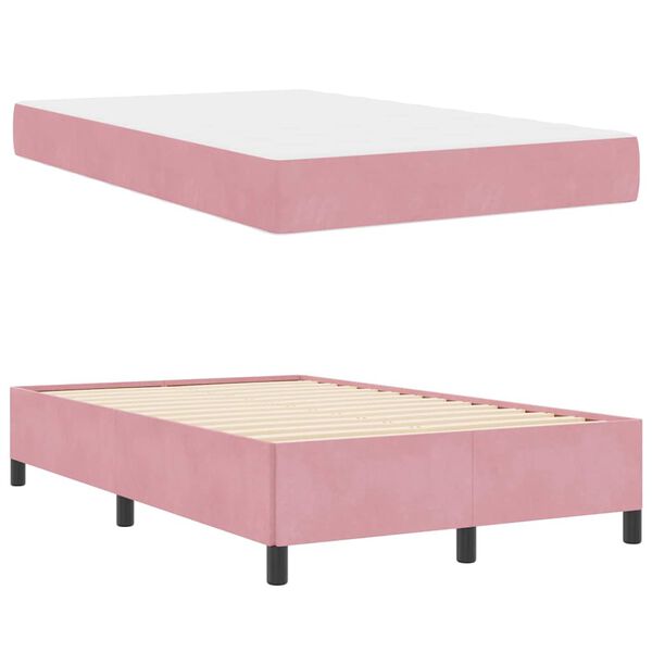 vidaXL Bedframe met matras Roze 120 x 190 cm Stof