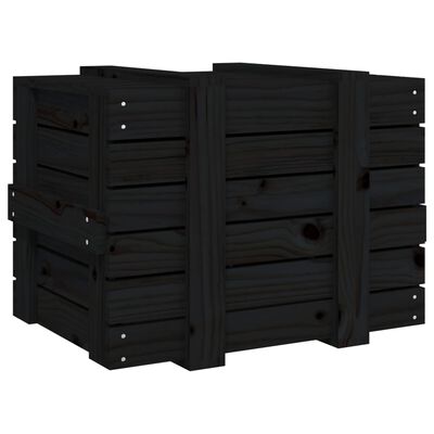 vidaXL Opbergbox 58x40,5x42 cm massief grenenhout zwart