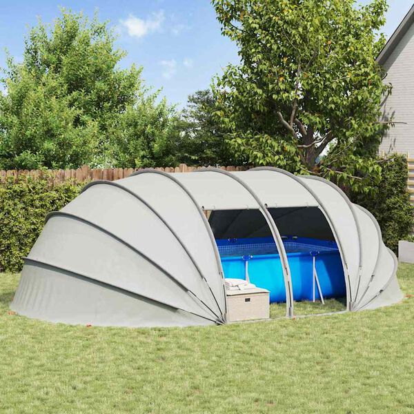 vidaXL Zwembad Tent Koepel Grijs 538 x 440 x 204 cm