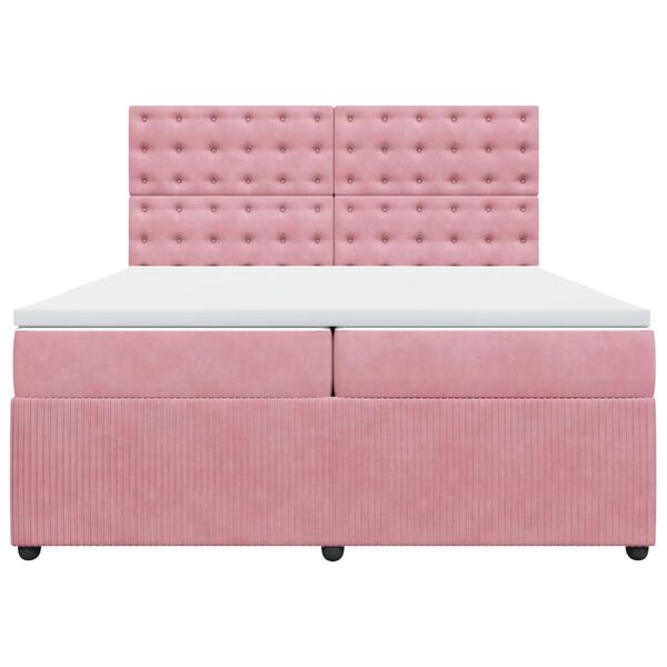 vidaXL Boxspring met matras fluweel roze 200x200 cm