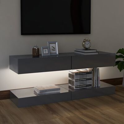 vidaXL Tv-meubelen 2 st met LED-verlichting 60x35 cm hoogglans grijs