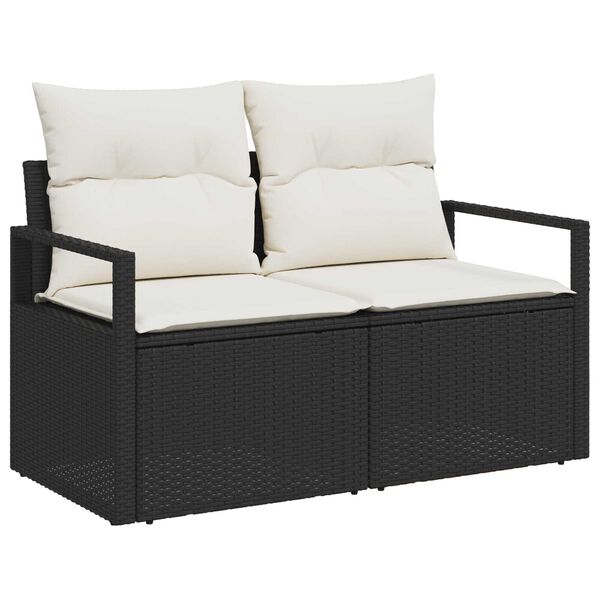 vidaXL Bankstel 3 pcs Zwart poly rattan