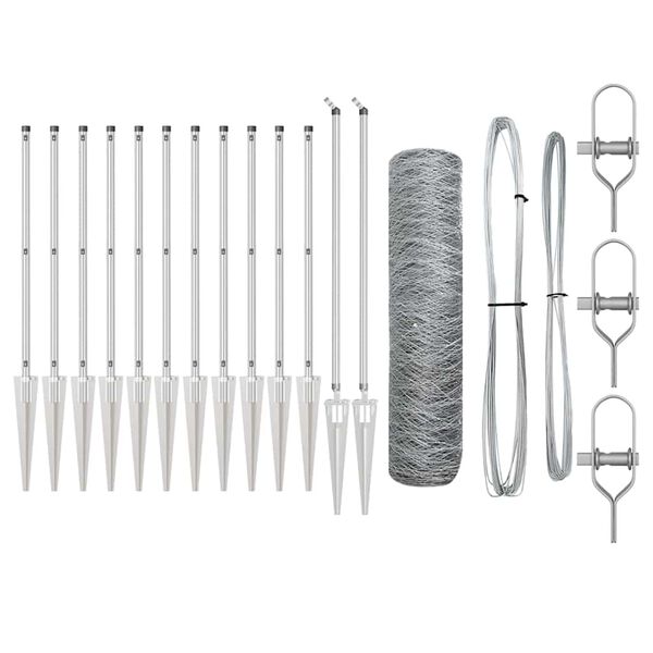 vidaXL Afrasteringspaal Zilver 10 x 1 m (36 mm gaas) Staal