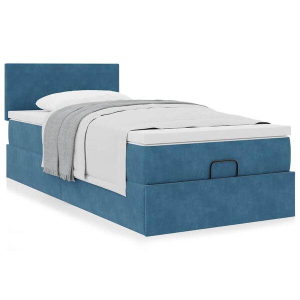 vidaXL Ottoman bed met matras 90x190cm fluweel donkerblauw