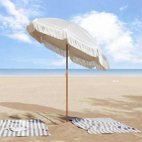 vidaXL Parasol Grijs en Wit Ø 160 x 195 cm Staal