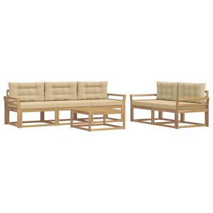 vidaXL Buiten bankenset 6 st Wit en Beige