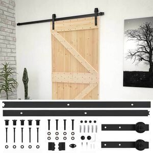 vidaXL Schuifdeur 80 x 210 cm Massief grenenhout Naturel en Zwart