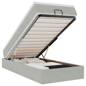 vidaXL Ottoman bed met matras 100x200 cm fluweel lichtgrijs