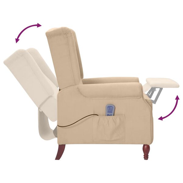 vidaXL Massagestoel verstelbaar microvezel taupe
