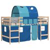 vidaXL Kinderhoogslaper met tunnel 90x200 cm massief grenenhout blauw
