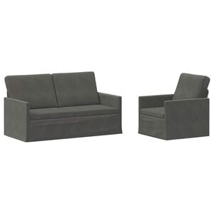 vidaXL Bankstel 2 pcs Donkergrijs Katoen Stof