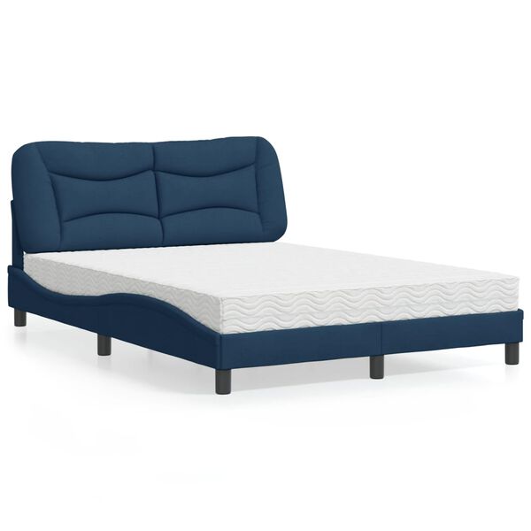 vidaXL Bed met matras "Hvar" stof blauw 140x200 cm