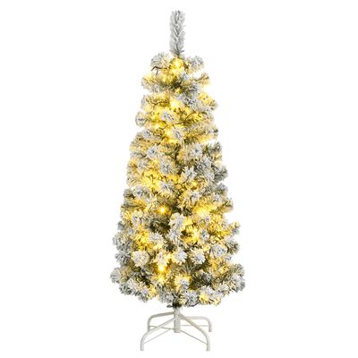 vidaXL Kunstkerstboom met scharnieren 150 LED's en sneeuw 120 cm